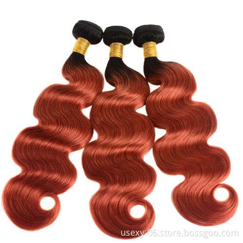 Pre-Colored Hair Bundles With Closure Straight Brazilian Hair Weave Two Tone 1B 350 Color Ombre Virgin Hair